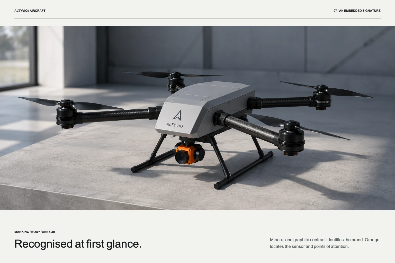 ALTYVIQ mark and orange cues applied to a drone.