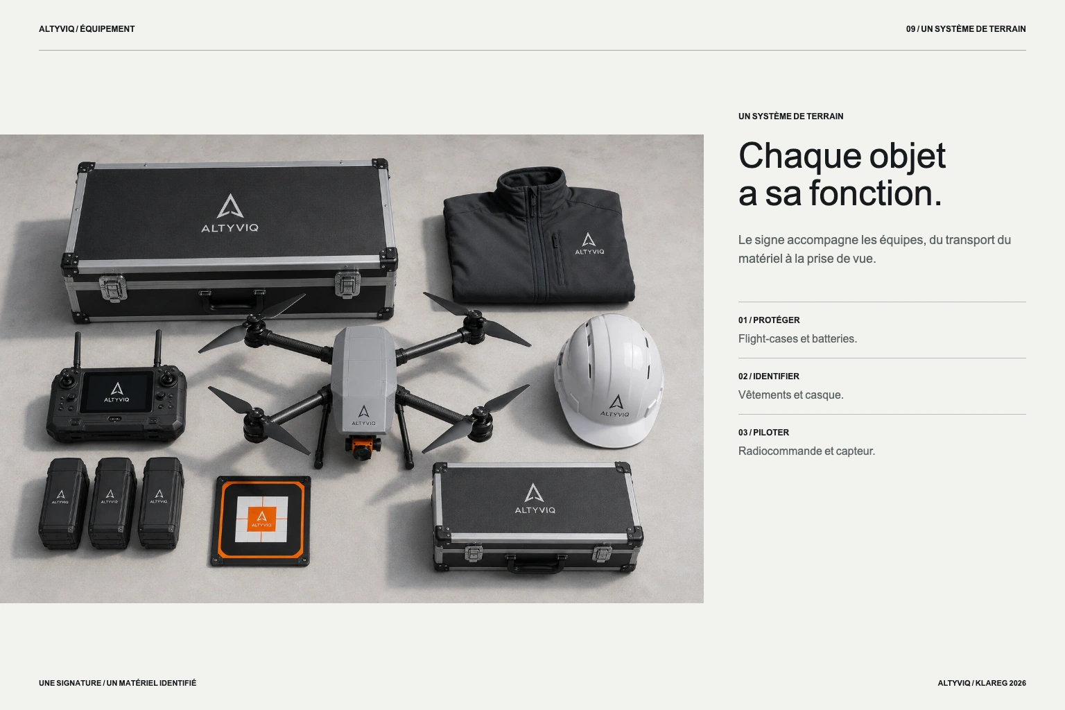 Équipement de terrain ALTYVIQ identifié par les codes de la marque.