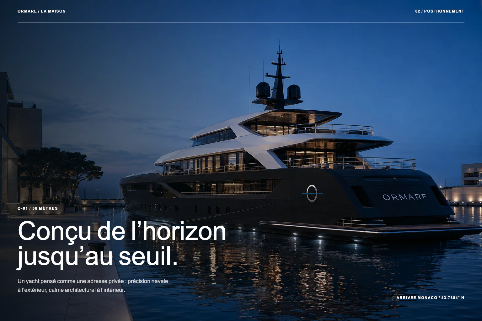 Navire concept O-01, au cœur de l’univers de marque ORMARE.